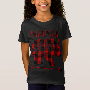 Nana Bear Red and Black Buffalo Kariert Bären Herz T-Shirt
