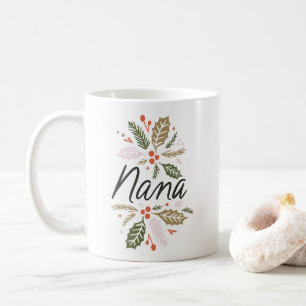 Nana Bright Holly Christmas Black Script Kaffeetasse