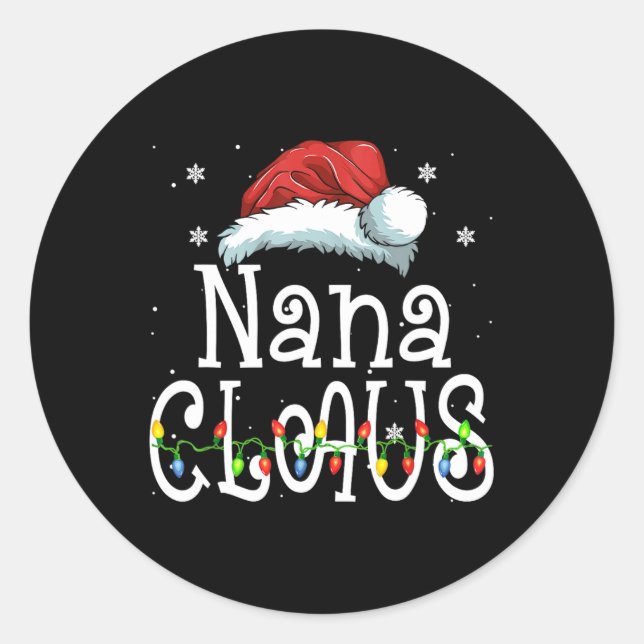Nana Claus Christmas Pajama Familie Matching Xmas Runder Aufkleber (Vorderseite)