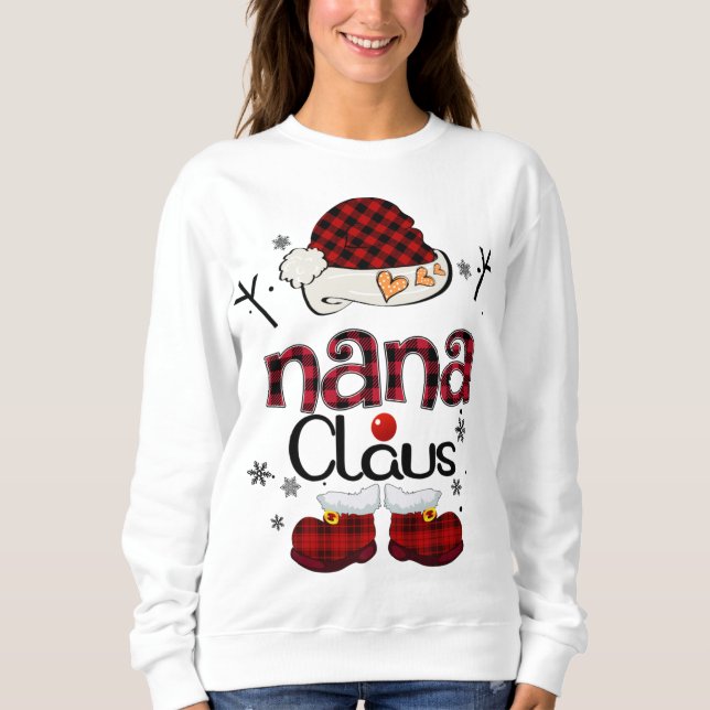 Nana Claus Red Kariert Grandma Gift Sweatshirt (Vorderseite)