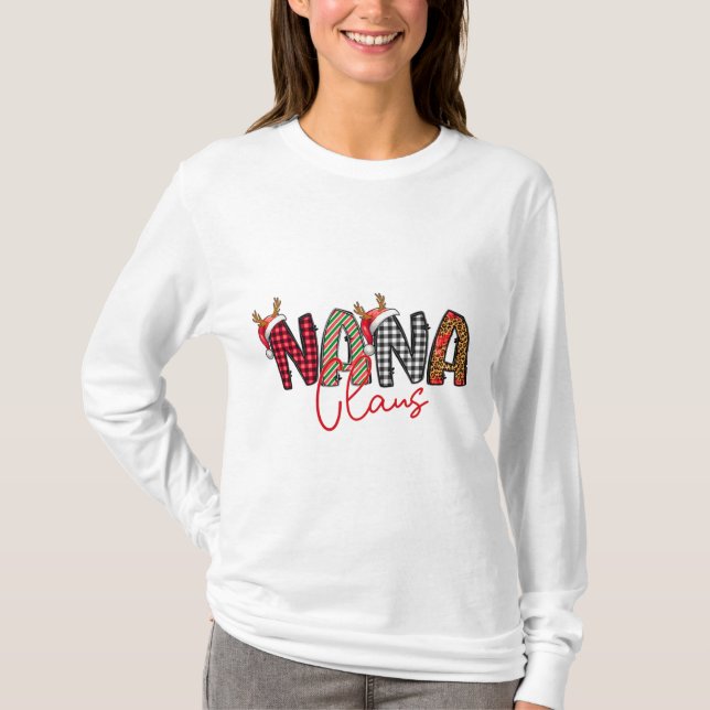 Nana Claus Retro Christmas Design T-Shirt (Devant)