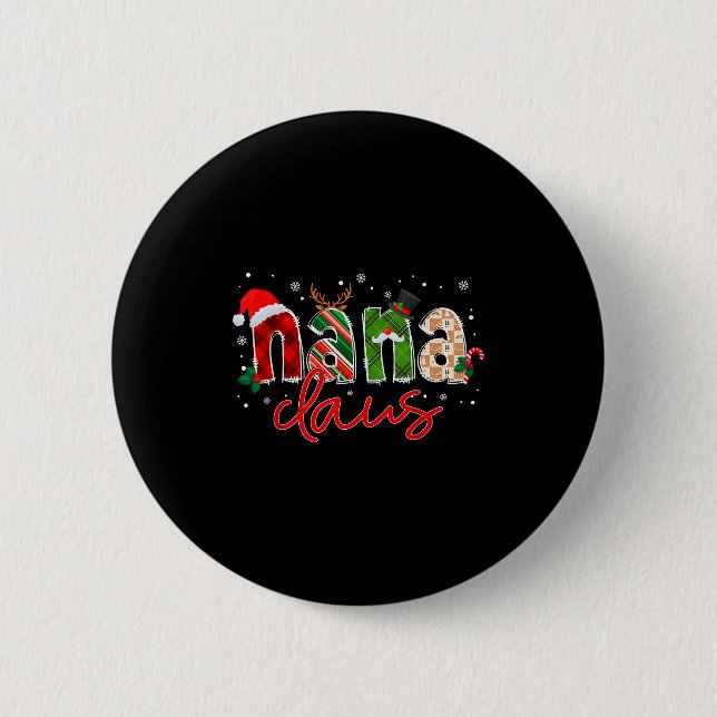 Nana Claus Santa Claus Family Matching Christmas P Button (Vorderseite)