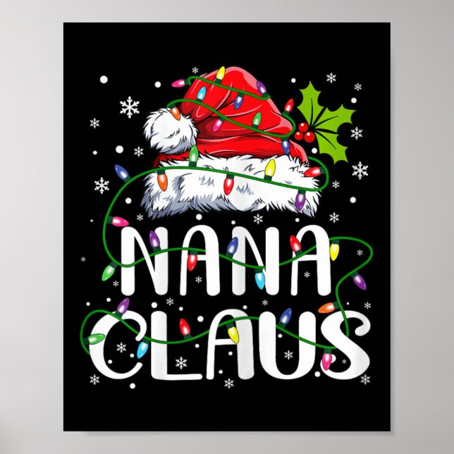 Nana Claus Weihnachts-Weihnachtsmannmütze Matching Poster (Vorne)
