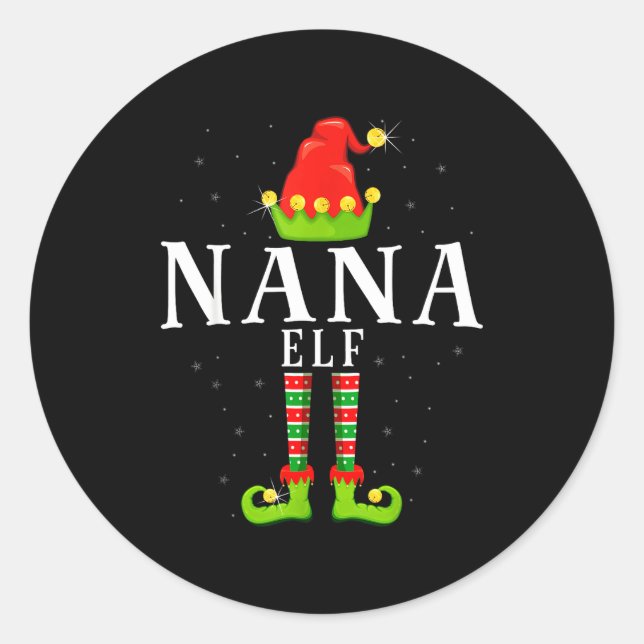 Nana Elf Christmas Matching Xmas Pajama  Runder Aufkleber (Vorderseite)