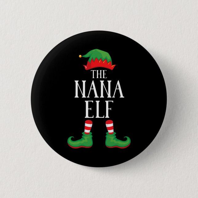 Nana Elf Matching Group Xmas Funny Family Christma Button (Vorderseite)