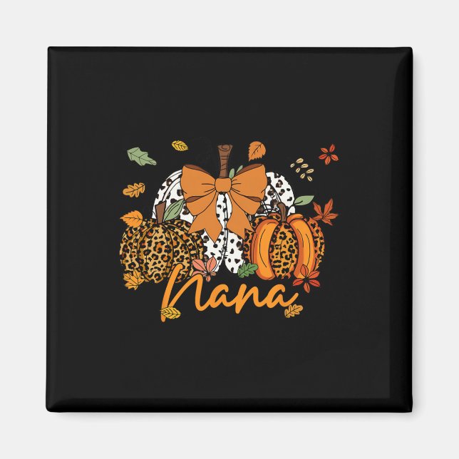 Nana Erntedank Leopard Pumpkin Coquette Bow Mama Magnet (Vorne)