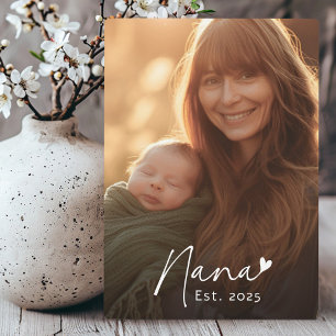 Nana Est Jahr handgeschriebene Schrift mit Herz-Fo Fotoplatte