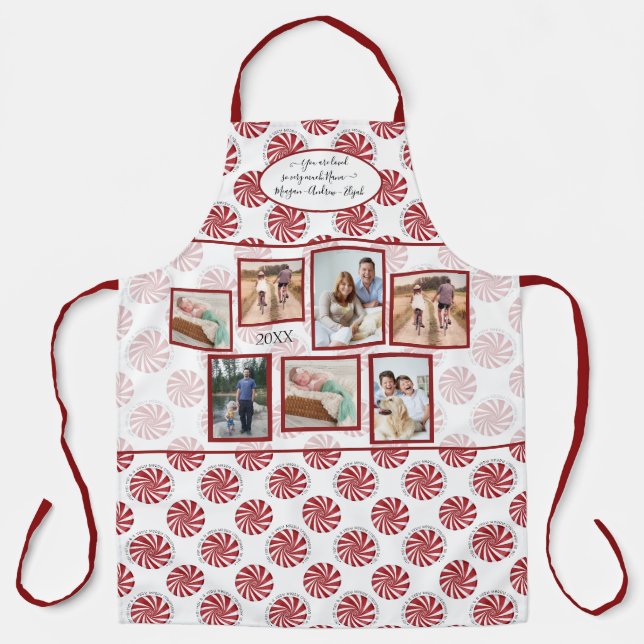 Nana Family Foto Peppermint Red Frohe Weihnachten Schürze (Vorderseite)