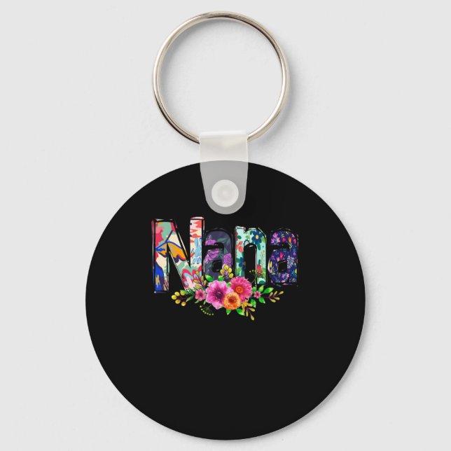 Nana Floral Niedliche Blume Oma segnen Oma Schlüsselanhänger (Vorderseite)