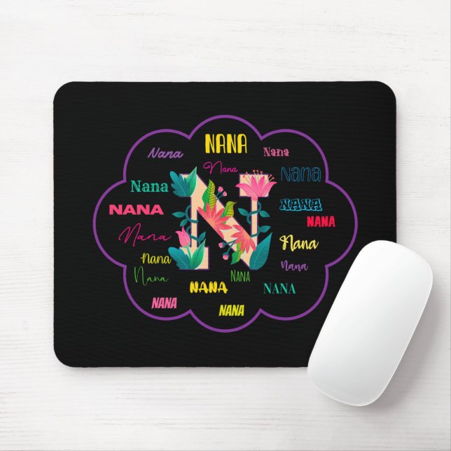 Nana Florales Blumenname Initiale Mousepad (Mit Mouse)
