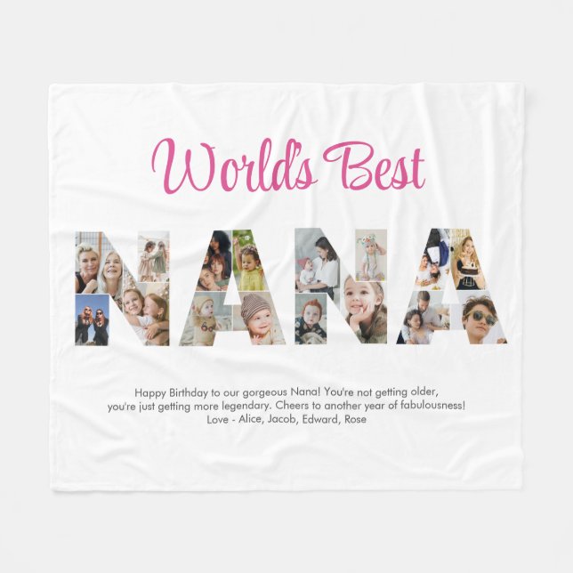 Nana Foto Collage Letter Cutout Oma Birthday Fleecedecke (Vorderseite (Horizontal))