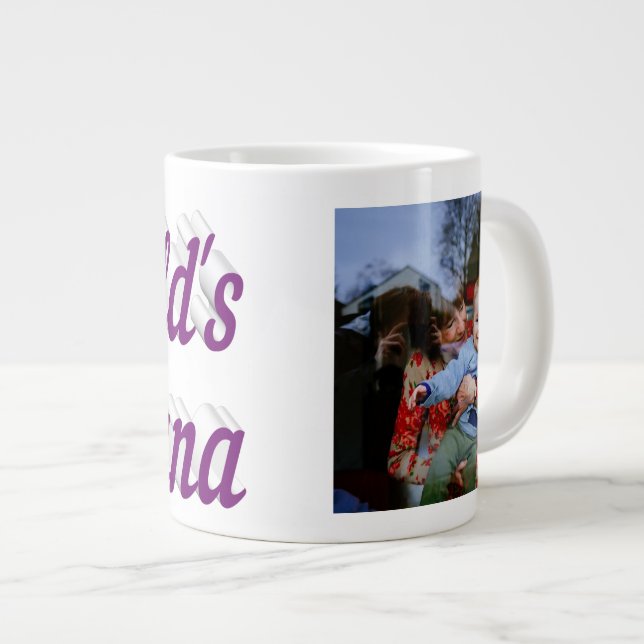 Nana Foto lila Text Giant Kaffee Tasse (Vorderseite Rechts)