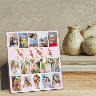 Nana Gold Buchstaben 15 Vertikale FotoCollage Rosa Fotoplatte