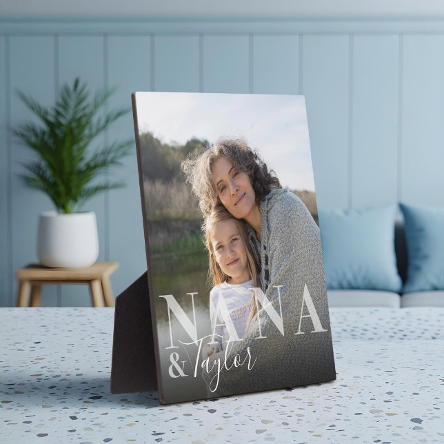Nana & Grandchild Script Name Foto Keepake Fotoplatte (Nana & Grandchild Script Name Photo Keepsake Plaque)