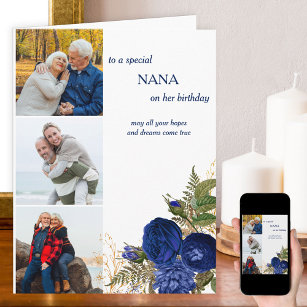 Nana Happy Birthday 3 Foto Blue Rose Karte