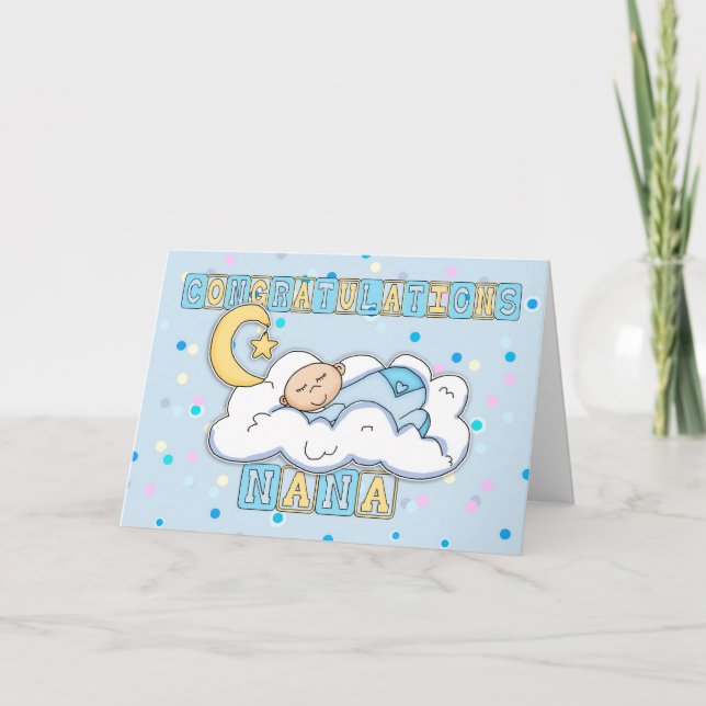 Nana Herzlichen Glückwunsch New Baby Boy Karte (Vorderseite)