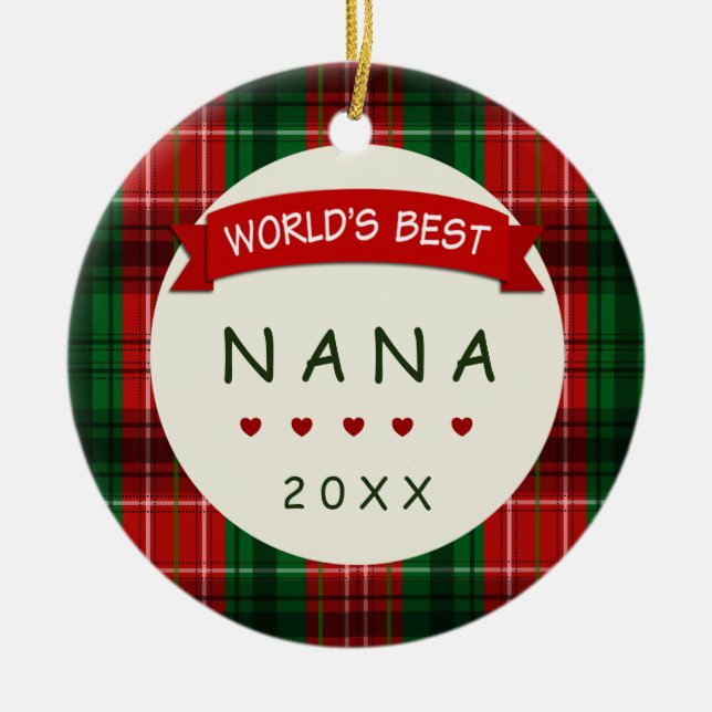 Nana Holiday Karierte Weihnachtsgeschenke Ornament (Vorne)