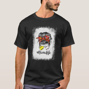 Nana Life Messy Bun Hair Softball Baseball Mother' T-Shirt