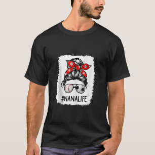 Nana Life Soccer Messy Bun gebleicht Baseball Moth T-Shirt