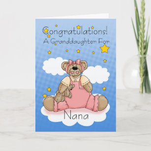 Nana New Baby Girl Herzlichen Glückwunsch Karte