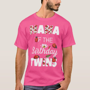Nana of Birthday Twins Floral Familie Ladybug Birt T-Shirt