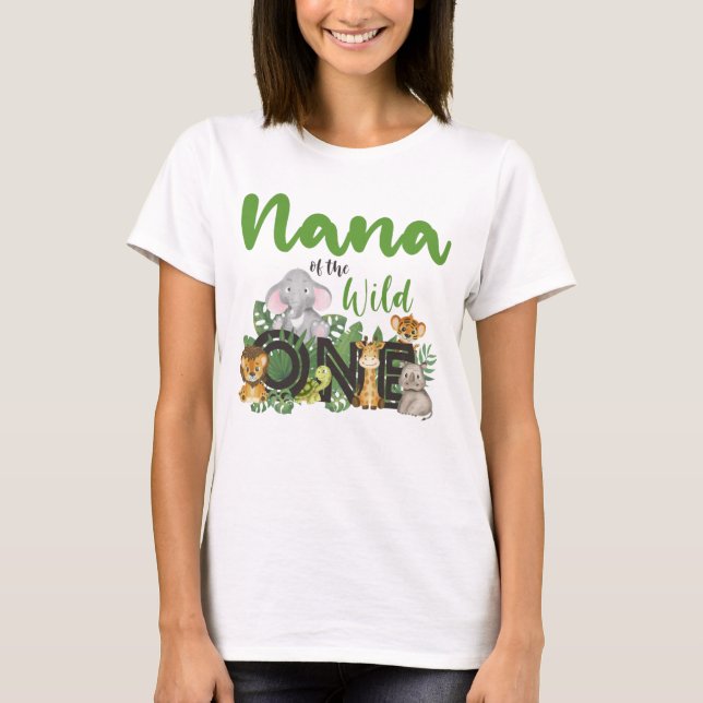 Nana of the Wild One Safari Animals T-Shirt (Vorderseite)