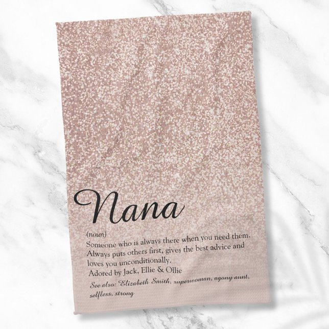Nana Oma Granny Definition Rose Gold Glitzer Geschirrtuch (Nana Grandma Granny Definition Rose Gold Glitter Kitchen Towel)