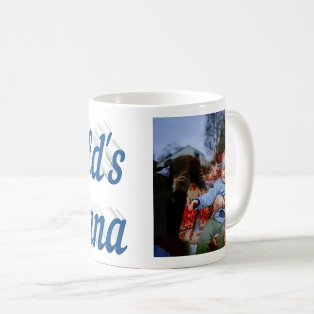 Nana Photo mer texte bleu café Mug (Devant droit)