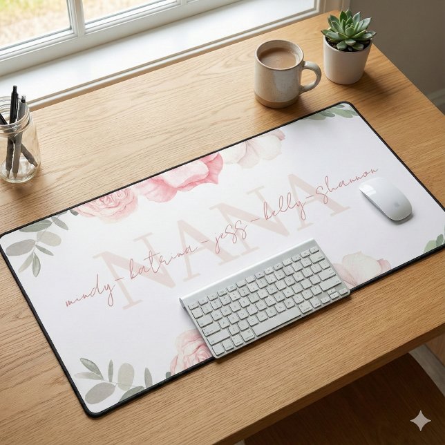 Nana Pot de bureau floral personnalisé (Let your Nana know how special she is with this personalized desk mat! )