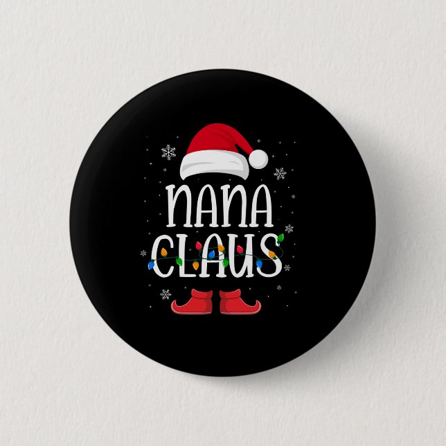 Nana Santa Claus Hat With Xmas Light Christmas  Button (Vorderseite)