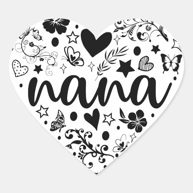 Nana Stickers, Nana Heart, Nana Sticker, Oma Herz-Aufkleber (Vorderseite)