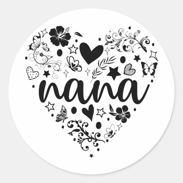 Nana Stickers, Nana Heart, Nana Sticker, Oma Runder Aufkleber (Vorderseite)