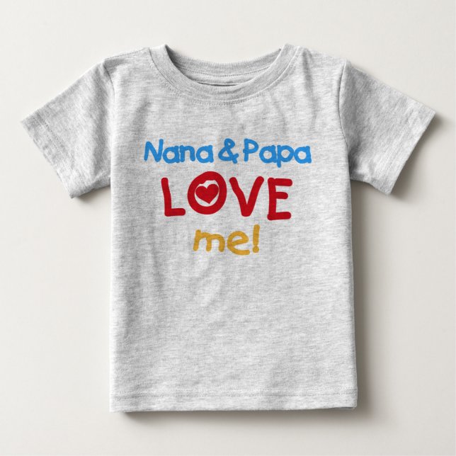 Nana- und Papa-Liebe ich Baby T-shirt (Vorderseite)
