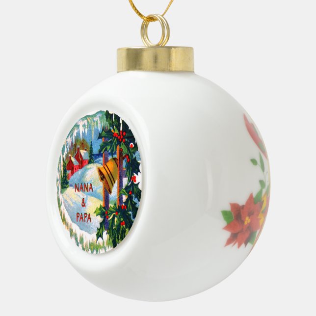 NANA und PAPA Weihnachtsglocken Keramik Kugel-Ornament (Rechts)