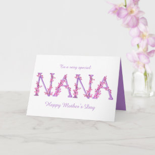 Nana watercolor Orchid Custom Mother Day Card Karte