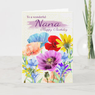 Nana Watercolor Wilde Blume Geburtstagskarte Karte