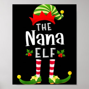 Nana Weihnachtself passendes Schlafanzug X-mas Par Poster