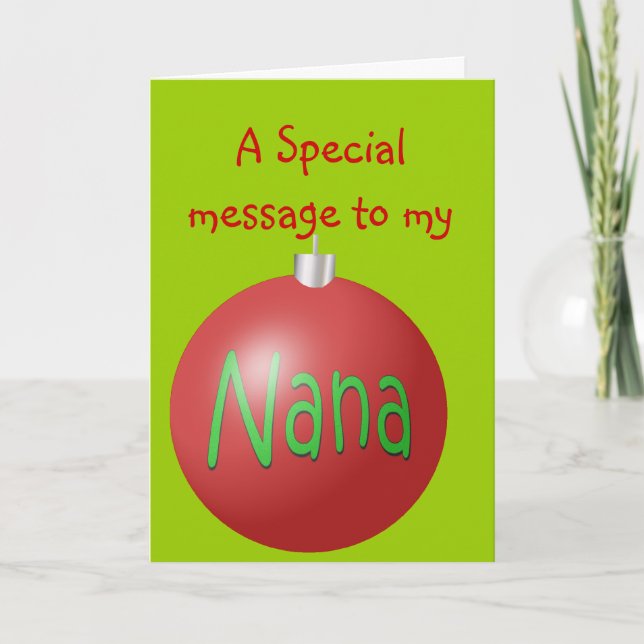 Nana-Weihnachtsverzierungskarte Feiertagskarte (Vorderseite)