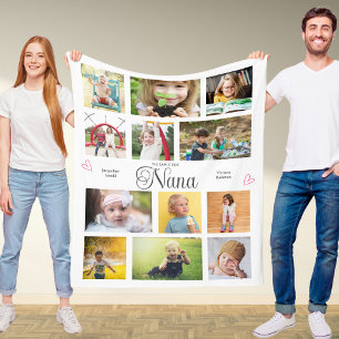 Nana Wir lieben dich Personalisierte Herzen Modern Fleecedecke
