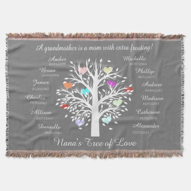 Nanas Baum der Liebe! Personalisiertes Andenken Decke (Vorderseite)