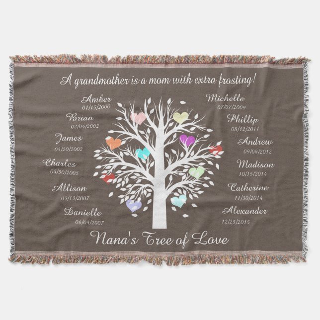 Nanas Baum der Liebe! Personalisiertes Andenken Decke (Vorderseite)