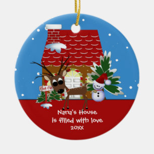 Nanas Liebe-Haus-Weihnachtsverzierung Keramik Ornament