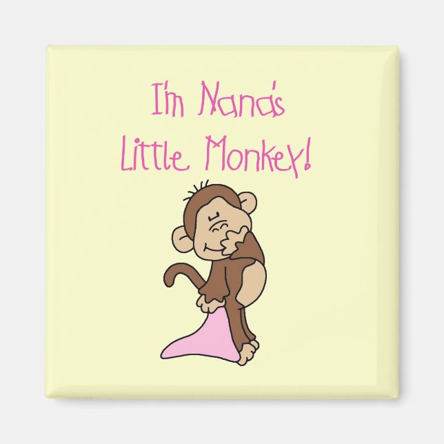 Nana's Monkey - Rosa T - Shirt und Geschenke Magnet (Vorne)
