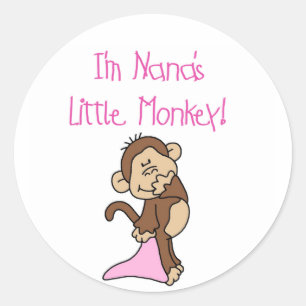 Nana's Monkey - Rosa T - Shirt und Geschenke Runder Aufkleber