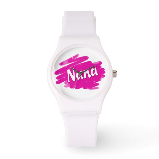 Nanas rosa Glitzern-Spaß Armbanduhr (Vorderseite)