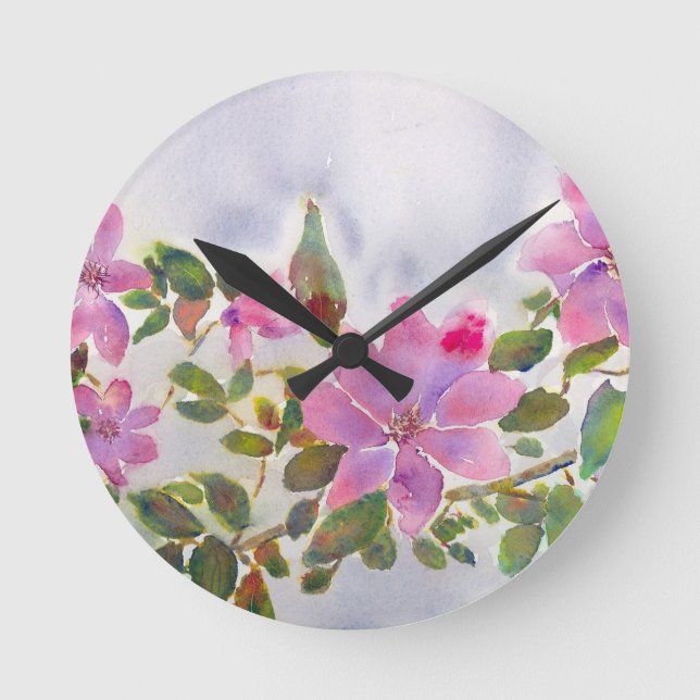 Nanas Rose Runde Wanduhr (Vorderseite)