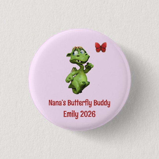 Nanas Schmetterlingsfreundin Benutzerdefinierter M Button (Vorderseite)