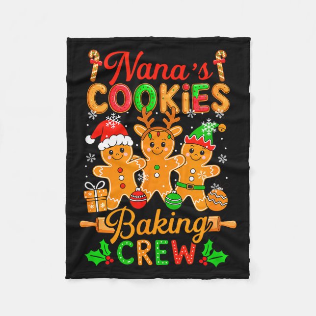 Nana's Xmas Cookie Baking Crew Funny Baker Gingerb Fleecedecke (Vorderseite)