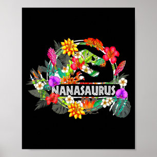 Nanasaurus Oma Dinosaurier T Rex Blumen Mutter- Poster