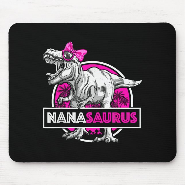 Nanasaurus T-rex Matching Funny Grandma Saurus Din Mousepad (Vorne)